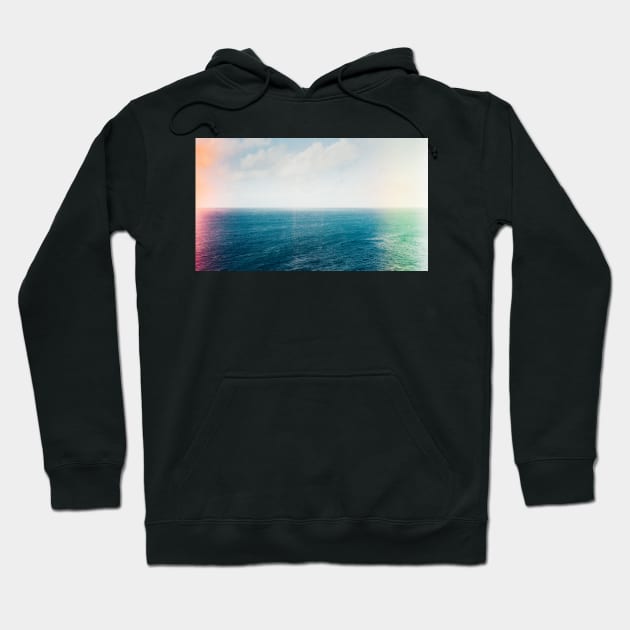 Blue Ocean and Sky Shot on Film With Light Leaks Hoodie by visualspectrum